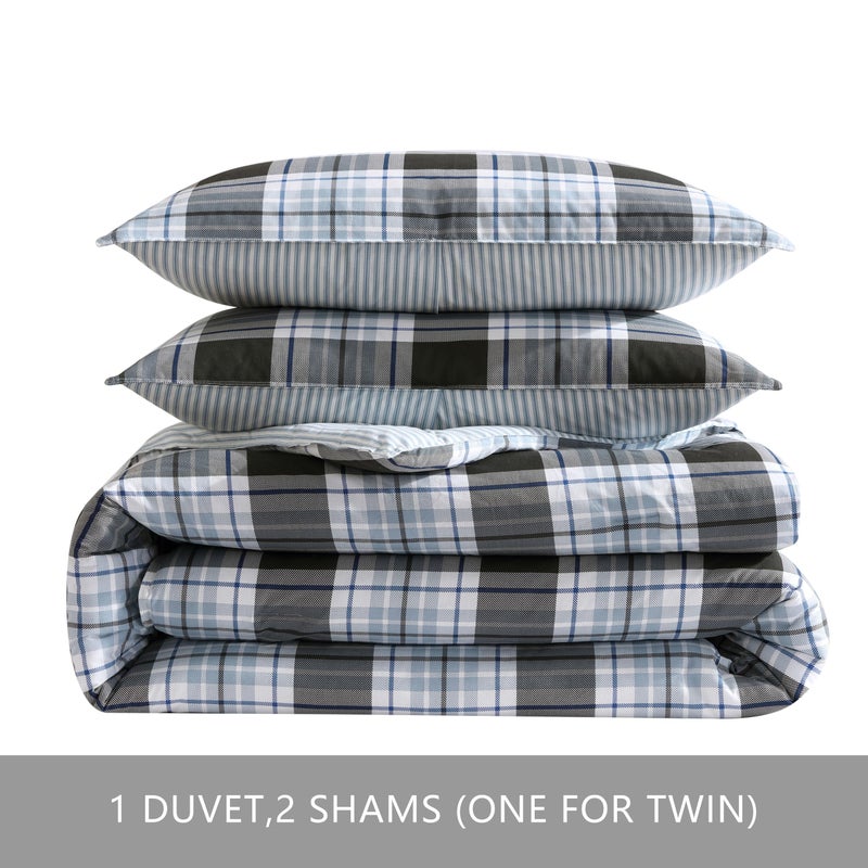 Eddie Bauer - King Duvet Cover Set, Cotton Reversible Bedding with Matching Shams, Styligh Luxurious Bedding Set (Lewis Navy, King) - Image 5